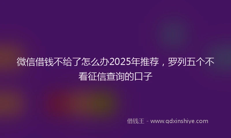 微信借钱不给了怎么办2025年推荐，罗列五个不看征信查询的口子