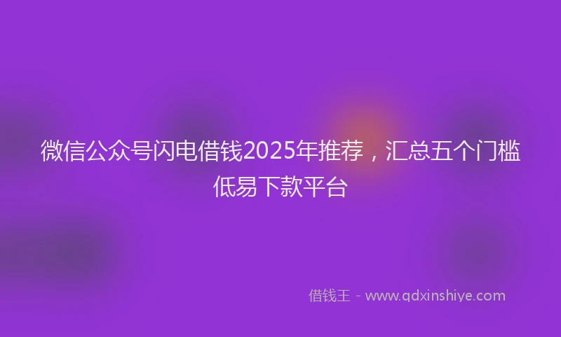 微信公众号闪电借钱2025年推荐，汇总五个门槛低易下款平台