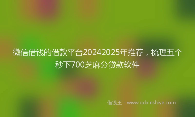 微信借钱的借款平台20242025年推荐，梳理五个秒下700芝麻分贷款软件