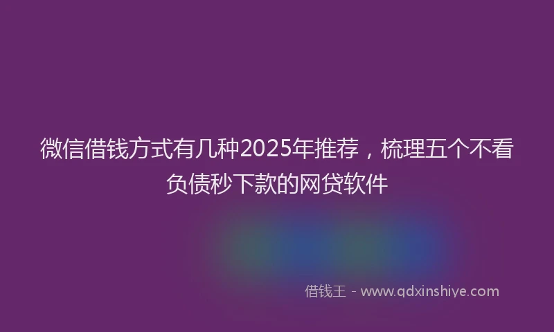微信借钱方式有几种2025年推荐，梳理五个不看负债秒下款的网贷软件