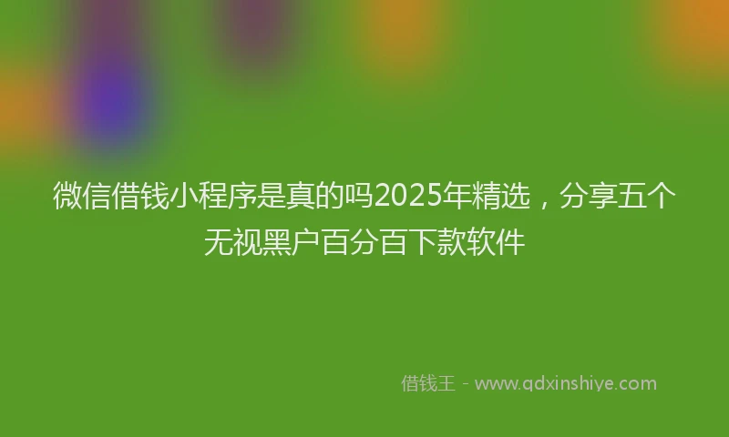 微信借钱小程序是真的吗2025年精选，分享五个无视黑户百分百下款软件