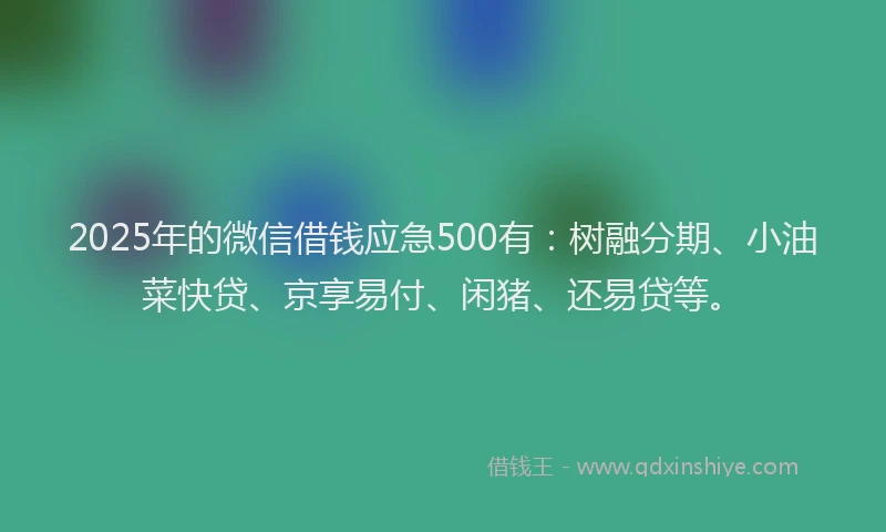 2025年的微信借钱应急500有：树融分期、小油菜快贷、京享易付、闲猪、还易贷等。