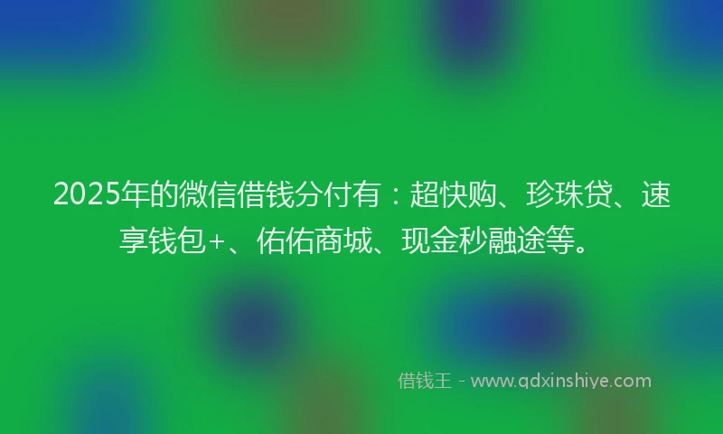 2025年的微信借钱分付有：超快购、珍珠贷、速享钱包+、佑佑商城、现金秒融途等。