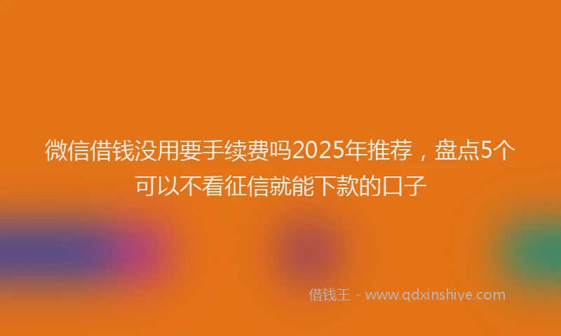 微信借钱没用要手续费吗2025年推荐，盘点5个可以不看征信就能下款的口子