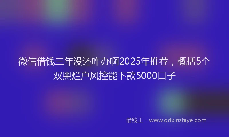 微信借钱三年没还咋办啊2025年推荐，概括5个双黑烂户风控能下款5000口子