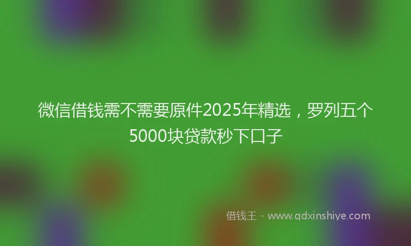微信借钱需不需要原件2025年精选，罗列五个5000块贷款秒下口子