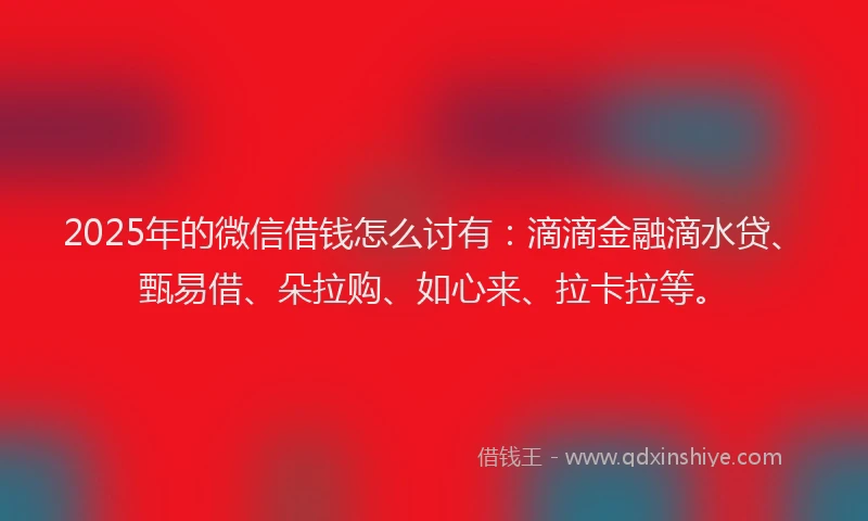 2025年的微信借钱怎么讨有：滴滴金融滴水贷、甄易借、朵拉购、如心来、拉卡拉等。