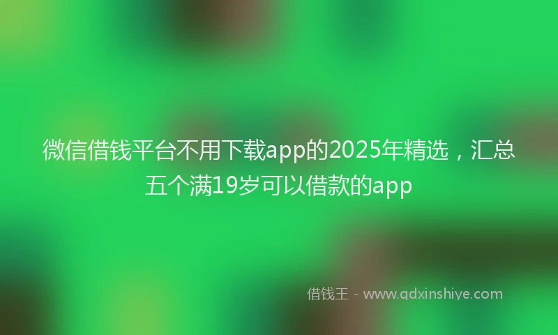 微信借钱平台不用下载app的2025年精选，汇总五个满19岁可以借款的app