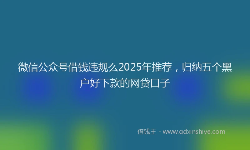 微信公众号借钱违规么2025年推荐，归纳五个黑户好下款的网贷口子