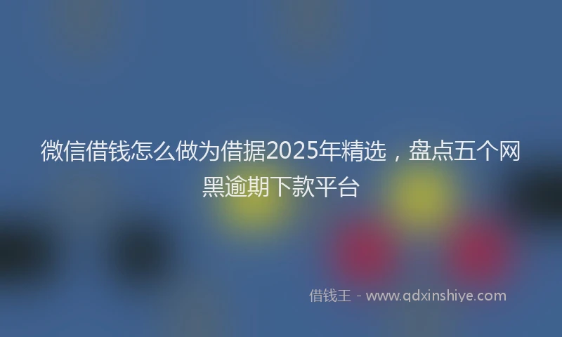 微信借钱怎么做为借据2025年精选，盘点五个网黑逾期下款平台