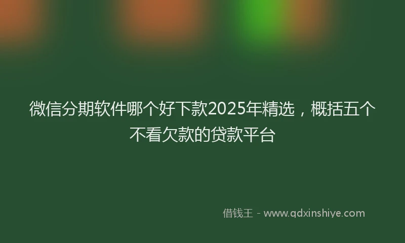 微信分期软件哪个好下款2025年精选，概括五个不看欠款的贷款平台