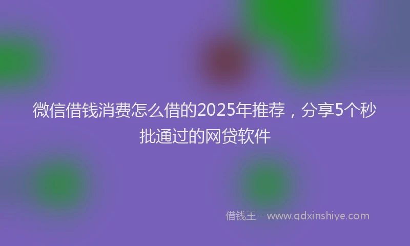 微信借钱消费怎么借的2025年推荐，分享5个秒批通过的网贷软件