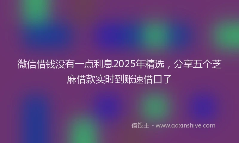 微信借钱没有一点利息2025年精选，分享五个芝麻借款实时到账速借口子