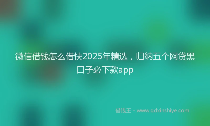 微信借钱怎么借快2025年精选，归纳五个网贷黑口子必下款app