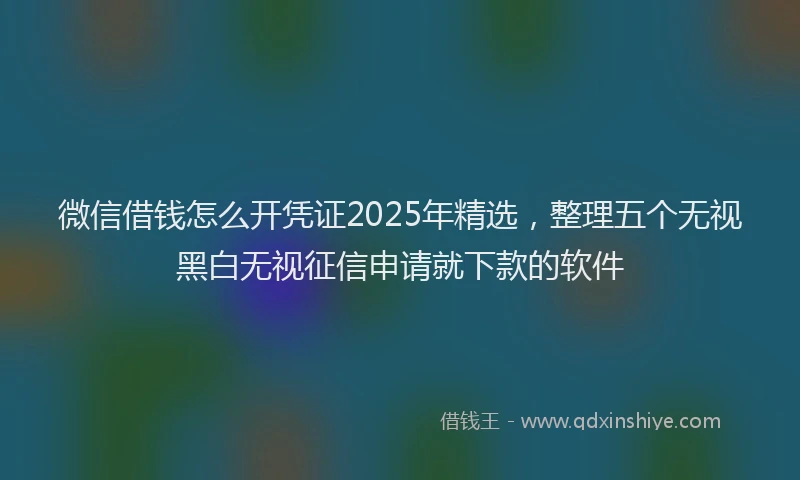 微信借钱怎么开凭证2025年精选，整理五个无视黑白无视征信申请就下款的软件