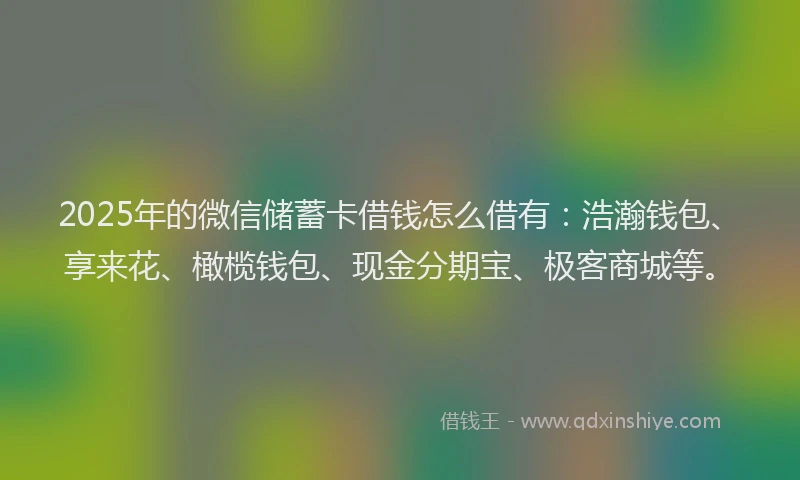 2025年的微信储蓄卡借钱怎么借有：浩瀚钱包、享来花、橄榄钱包、现金分期宝、极客商城等。