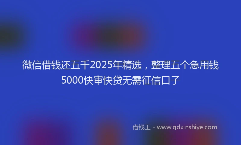 微信借钱还五千2025年精选，整理五个急用钱5000快审快贷无需征信口子