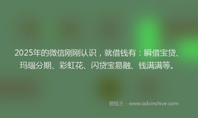 2025年的微信刚刚认识，就借钱有：瞬借宝贷、玛瑙分期、彩虹花、闪贷宝易融、钱满满等。