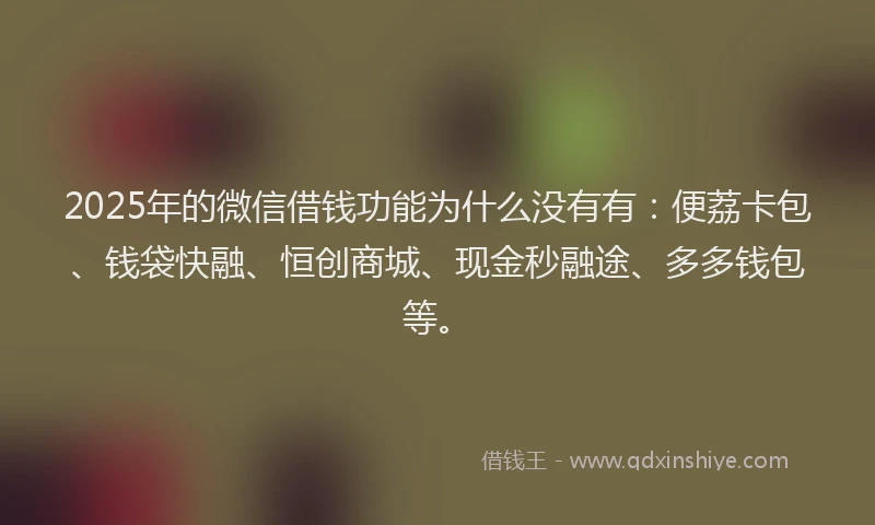 2025年的微信借钱功能为什么没有有：便荔卡包、钱袋快融、恒创商城、现金秒融途、多多钱包等。