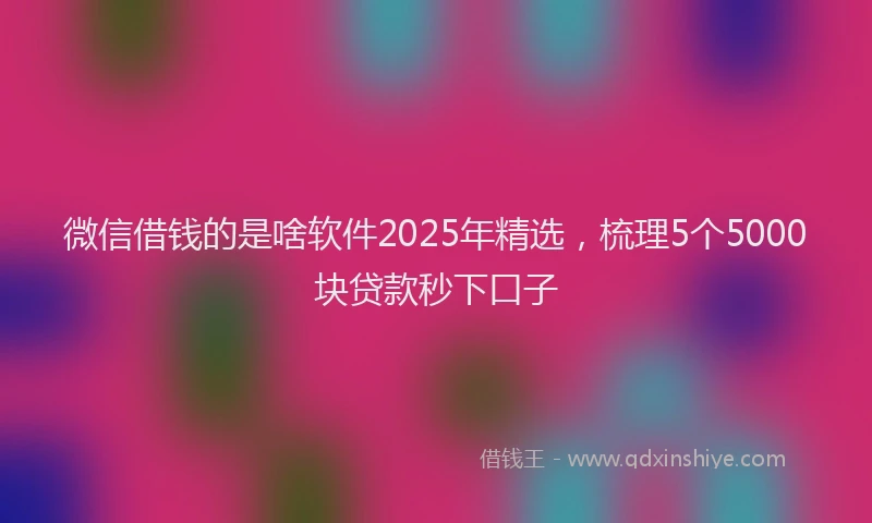 微信借钱的是啥软件2025年精选，梳理5个5000块贷款秒下口子