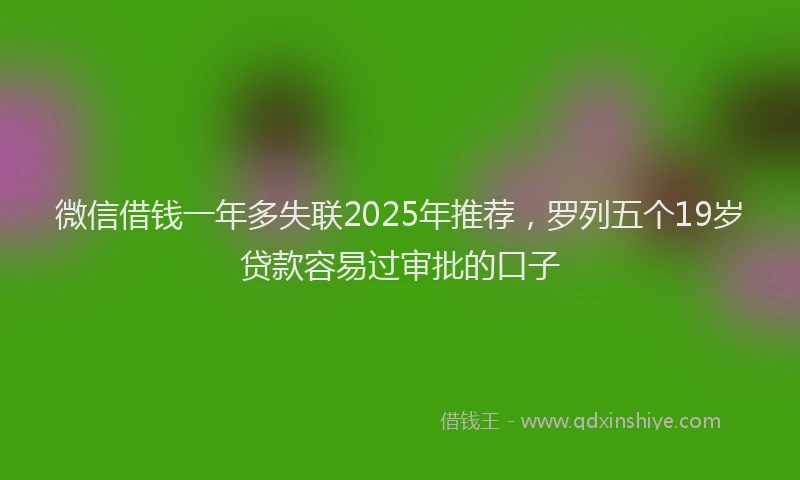 微信借钱一年多失联2025年推荐，罗列五个19岁贷款容易过审批的口子