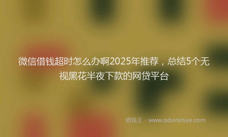 微信借钱超时怎么办啊2025年推荐，总结5个无视黑花半夜下款的网贷平台