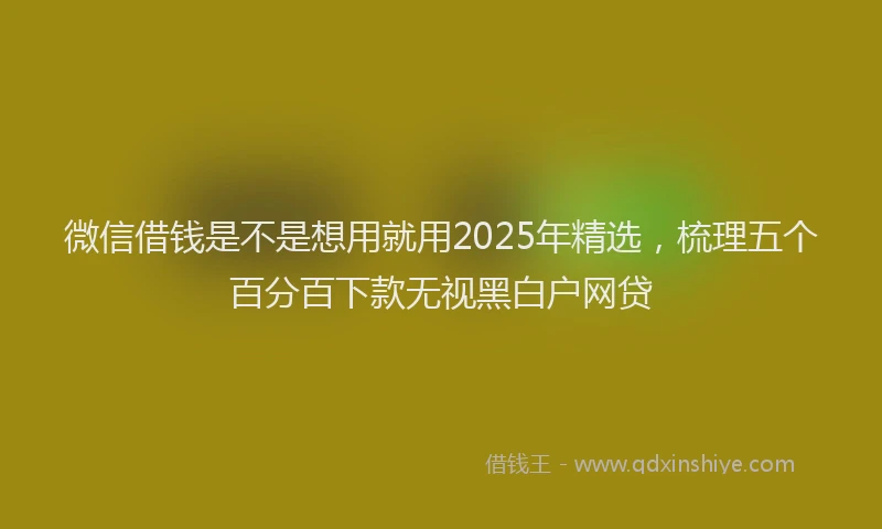 微信借钱是不是想用就用2025年精选，梳理五个百分百下款无视黑白户网贷