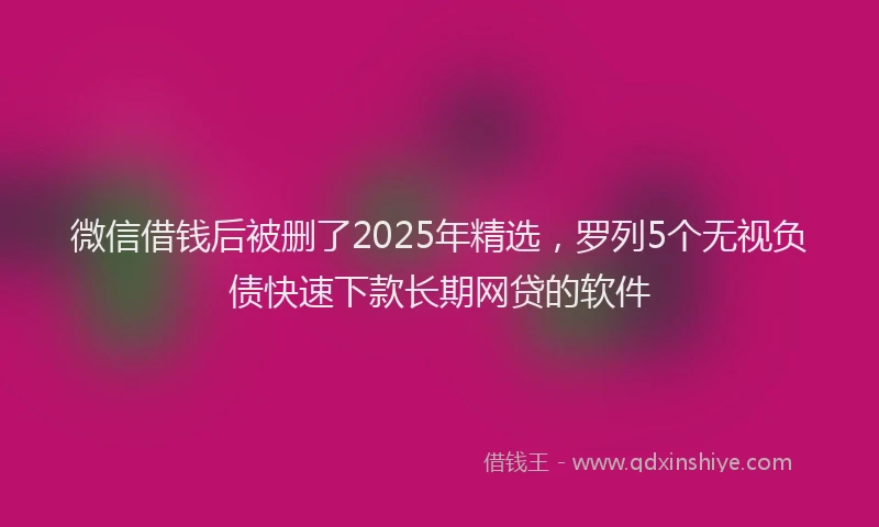 微信借钱后被删了2025年精选，罗列5个无视负债快速下款长期网贷的软件