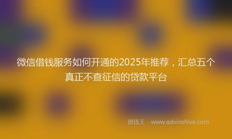 微信借钱服务如何开通的2025年推荐，汇总五个真正不查征信的贷款平台