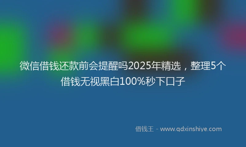 微信借钱还款前会提醒吗2025年精选，整理5个借钱无视黑白100%秒下口子