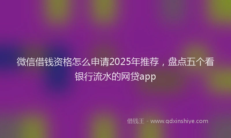 微信借钱资格怎么申请2025年推荐，盘点五个看银行流水的网贷app