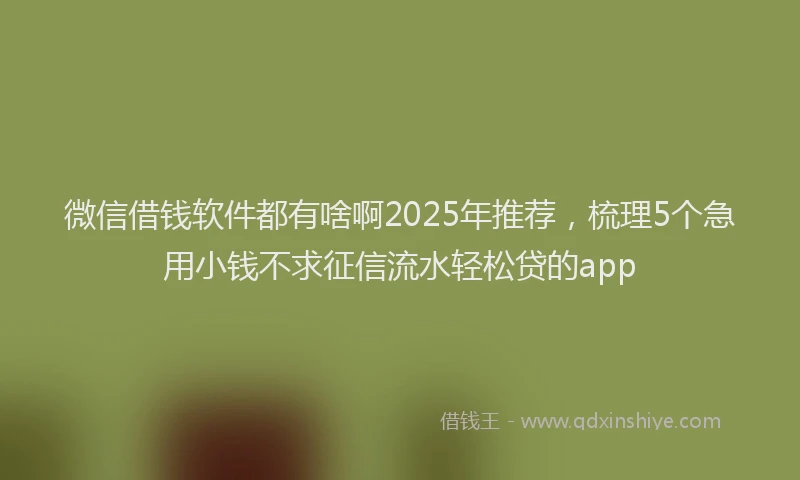 微信借钱软件都有啥啊2025年推荐，梳理5个急用小钱不求征信流水轻松贷的app