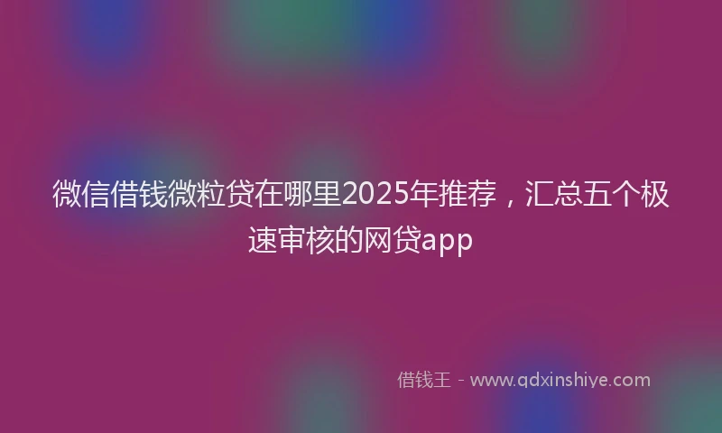 微信借钱微粒贷在哪里2025年推荐，汇总五个极速审核的网贷app