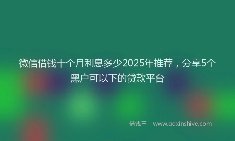 微信借钱十个月利息多少2025年推荐，分享5个黑户可以下的贷款平台