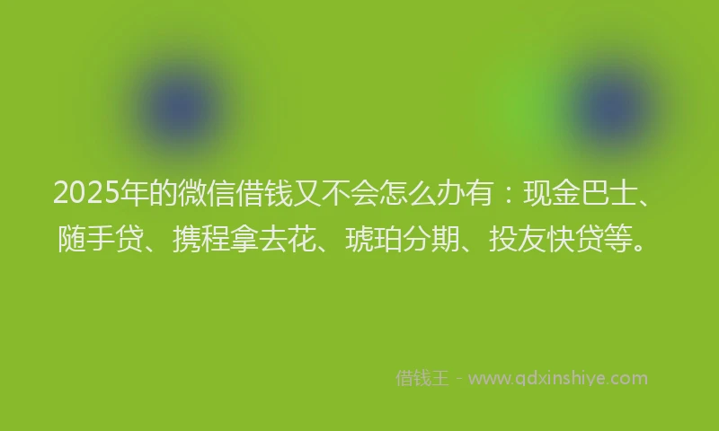 2025年的微信借钱又不会怎么办有：现金巴士、随手贷、携程拿去花、琥珀分期、投友快贷等。