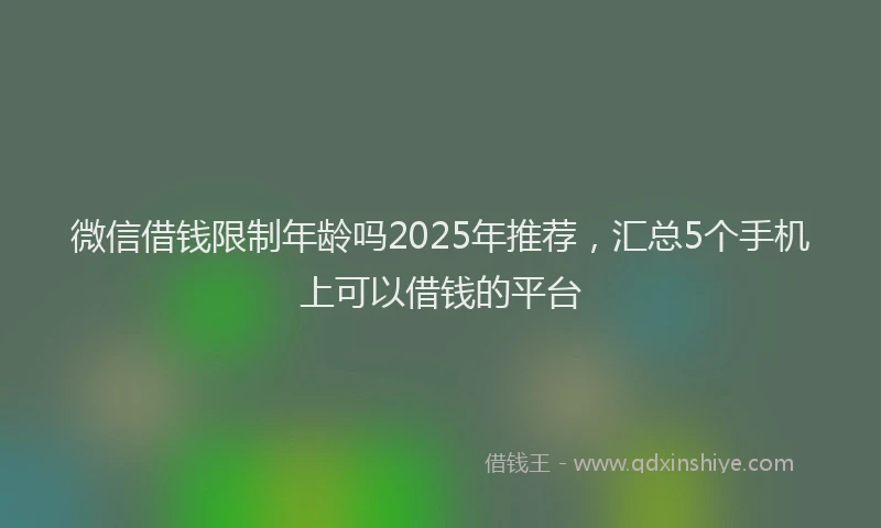 微信借钱限制年龄吗2025年推荐，汇总5个手机上可以借钱的平台