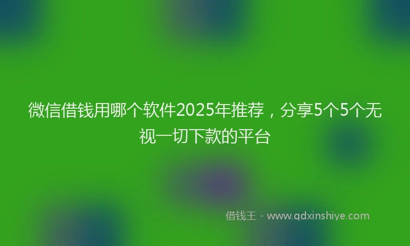 微信借钱用哪个软件2025年推荐，分享5个5个无视一切下款的平台