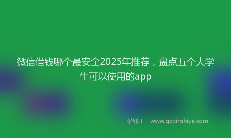 微信借钱哪个最安全2025年推荐，盘点五个大学生可以使用的app