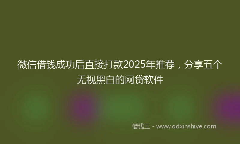 微信借钱成功后直接打款2025年推荐，分享五个无视黑白的网贷软件