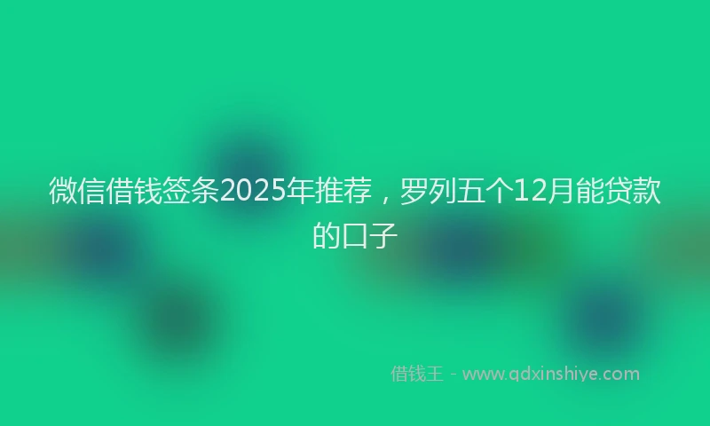 微信借钱签条2025年推荐，罗列五个12月能贷款的口子