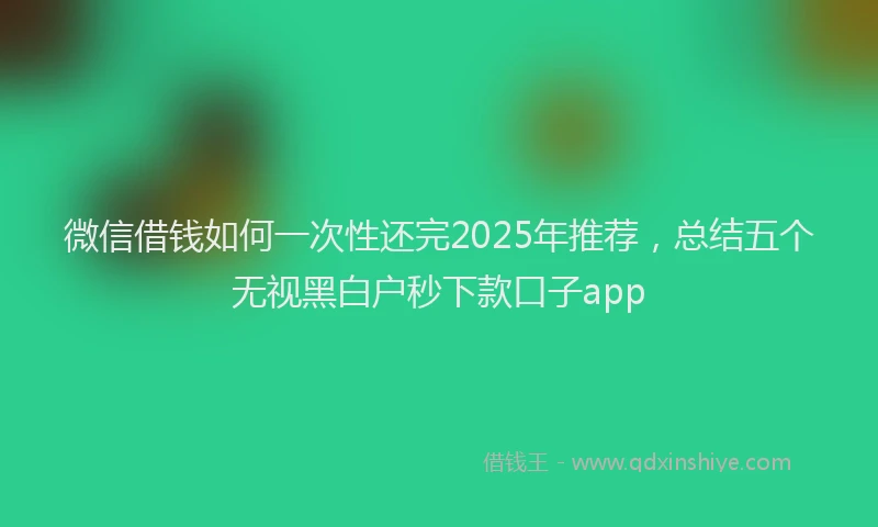微信借钱如何一次性还完2025年推荐，总结五个无视黑白户秒下款口子app