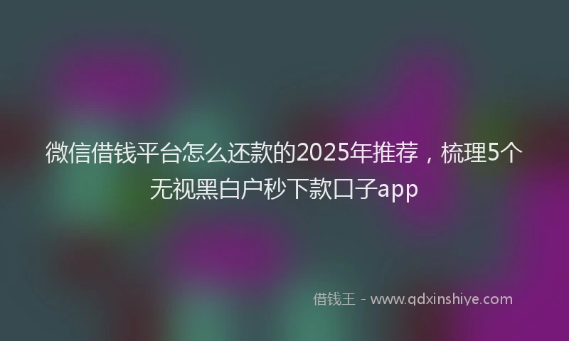 微信借钱平台怎么还款的2025年推荐，梳理5个无视黑白户秒下款口子app