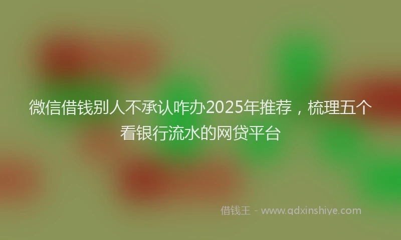 微信借钱别人不承认咋办2025年推荐，梳理五个看银行流水的网贷平台