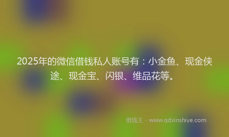 2025年的微信借钱私人账号有：小金鱼、现金侠途、现金宝、闪银、维品花等。
