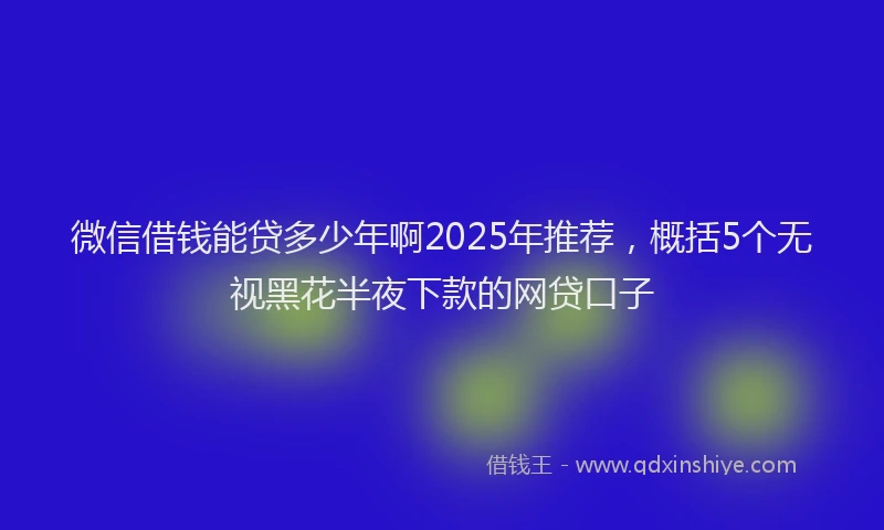 微信借钱能贷多少年啊2025年推荐，概括5个无视黑花半夜下款的网贷口子