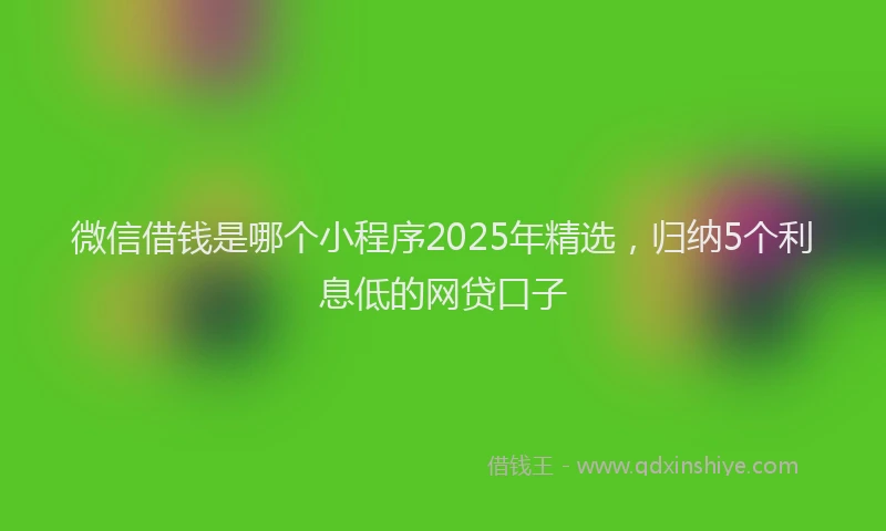 微信借钱是哪个小程序2025年精选，归纳5个利息低的网贷口子