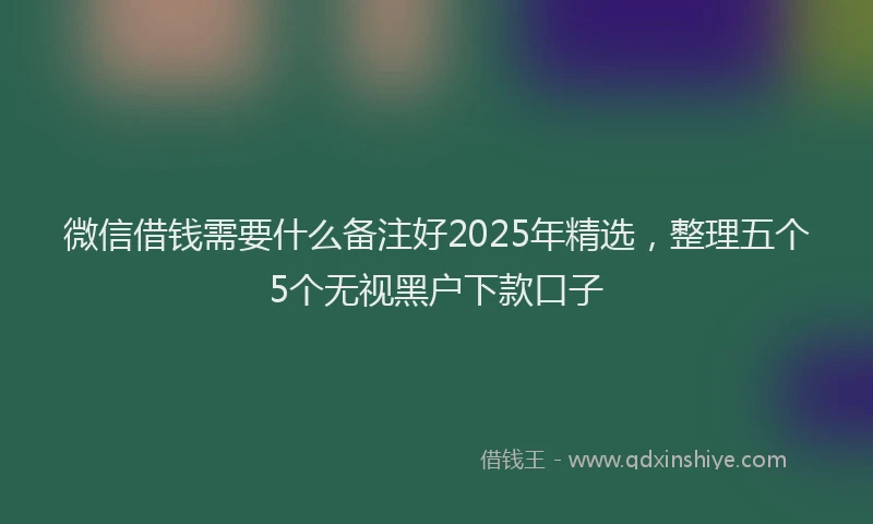 微信借钱需要什么备注好2025年精选，整理五个5个无视黑户下款口子