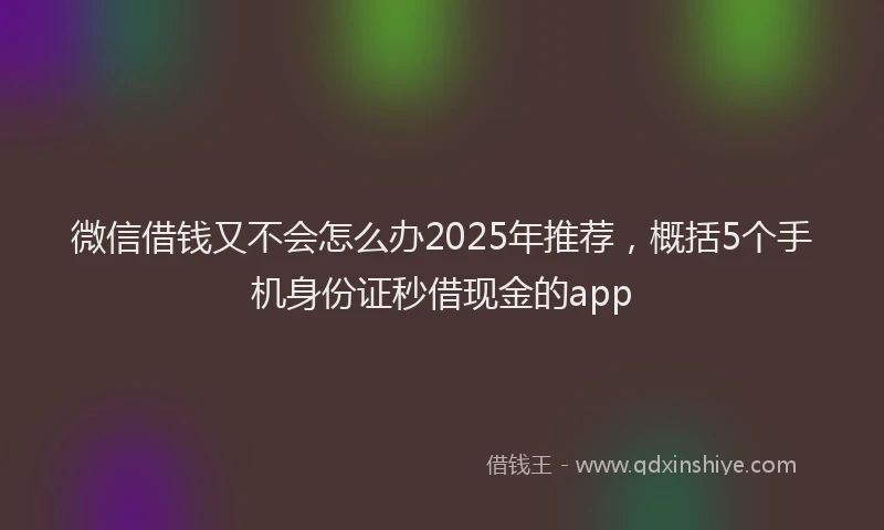 微信借钱又不会怎么办2025年推荐，概括5个手机身份证秒借现金的app