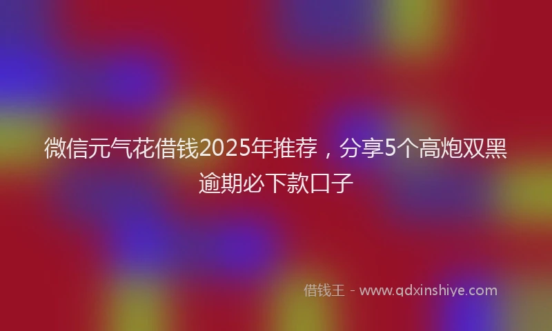 微信元气花借钱2025年推荐，分享5个高炮双黑逾期必下款口子