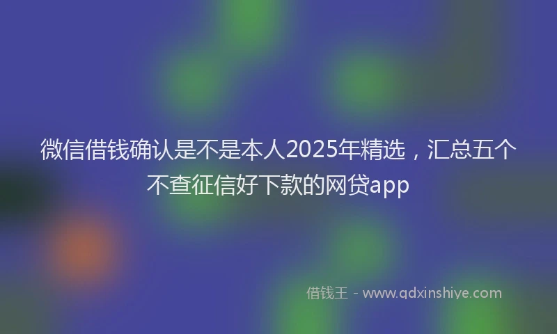 微信借钱确认是不是本人2025年精选，汇总五个不查征信好下款的网贷app